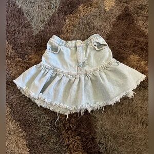 Topshop Rara Ruffle Hem cutoff Denim Skirt us2